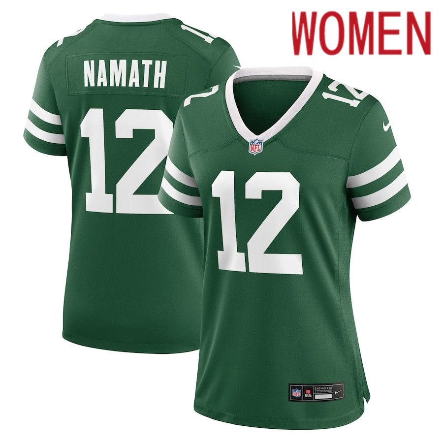 Women New York Jets #12 Joe Namath Nike Legacy Green Retired Player Game NFL Jersey->women nfl jersey->Women Jersey